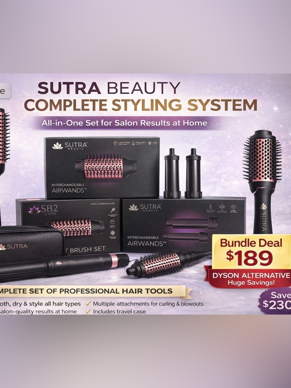 Sutra Beauty Complete Styling System in Black and Rose Gold